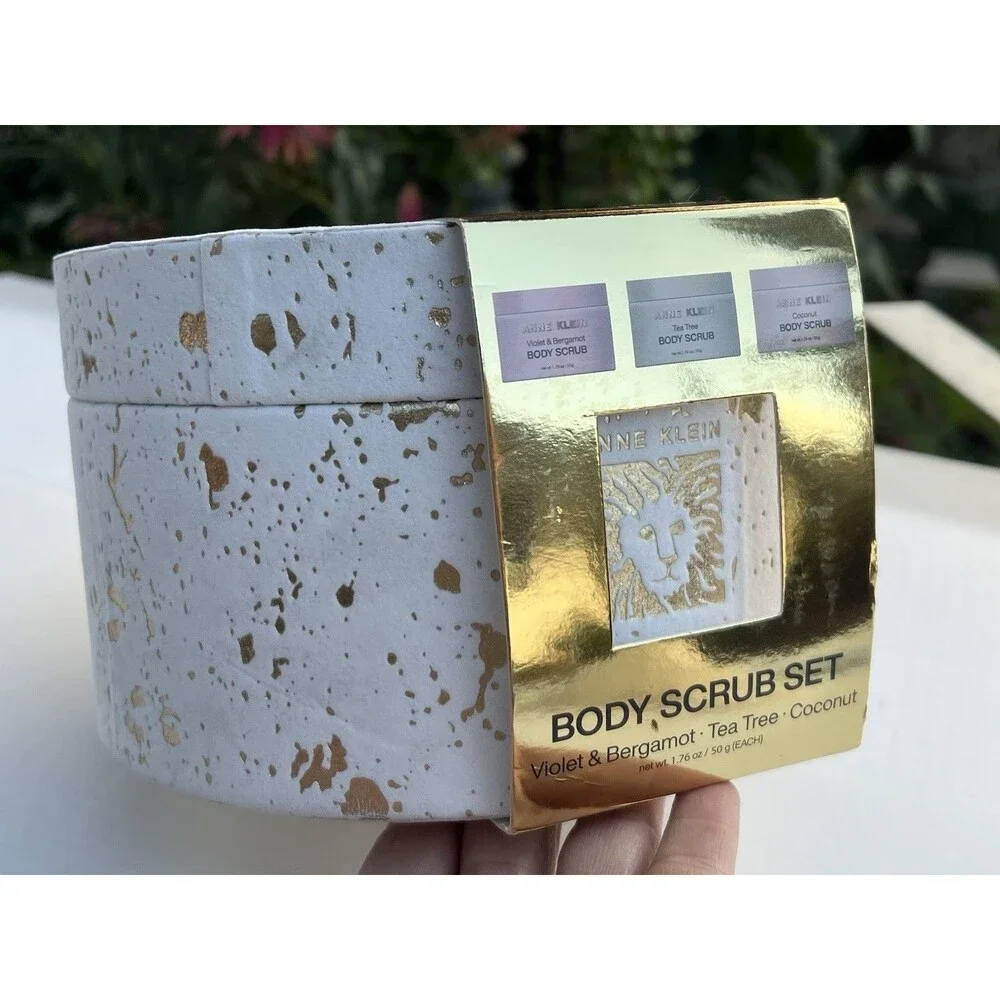 Luxury Anne Klein Body Scrub Gift Set 3 Pc Unused Reusable Keepsake Storage Box